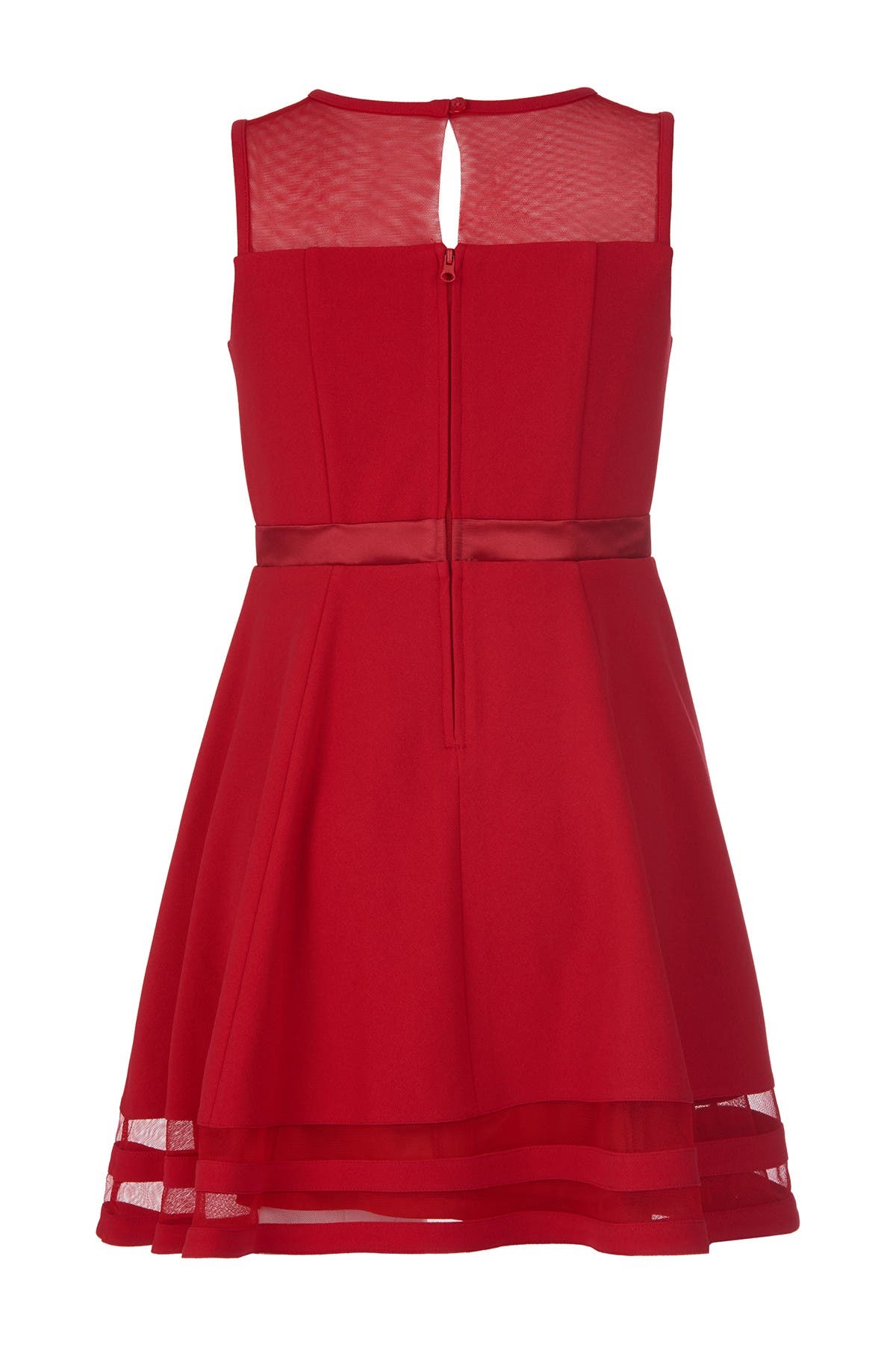 Calvin Klein Kids' Illusion Mesh Sleeveless Dress In Red
