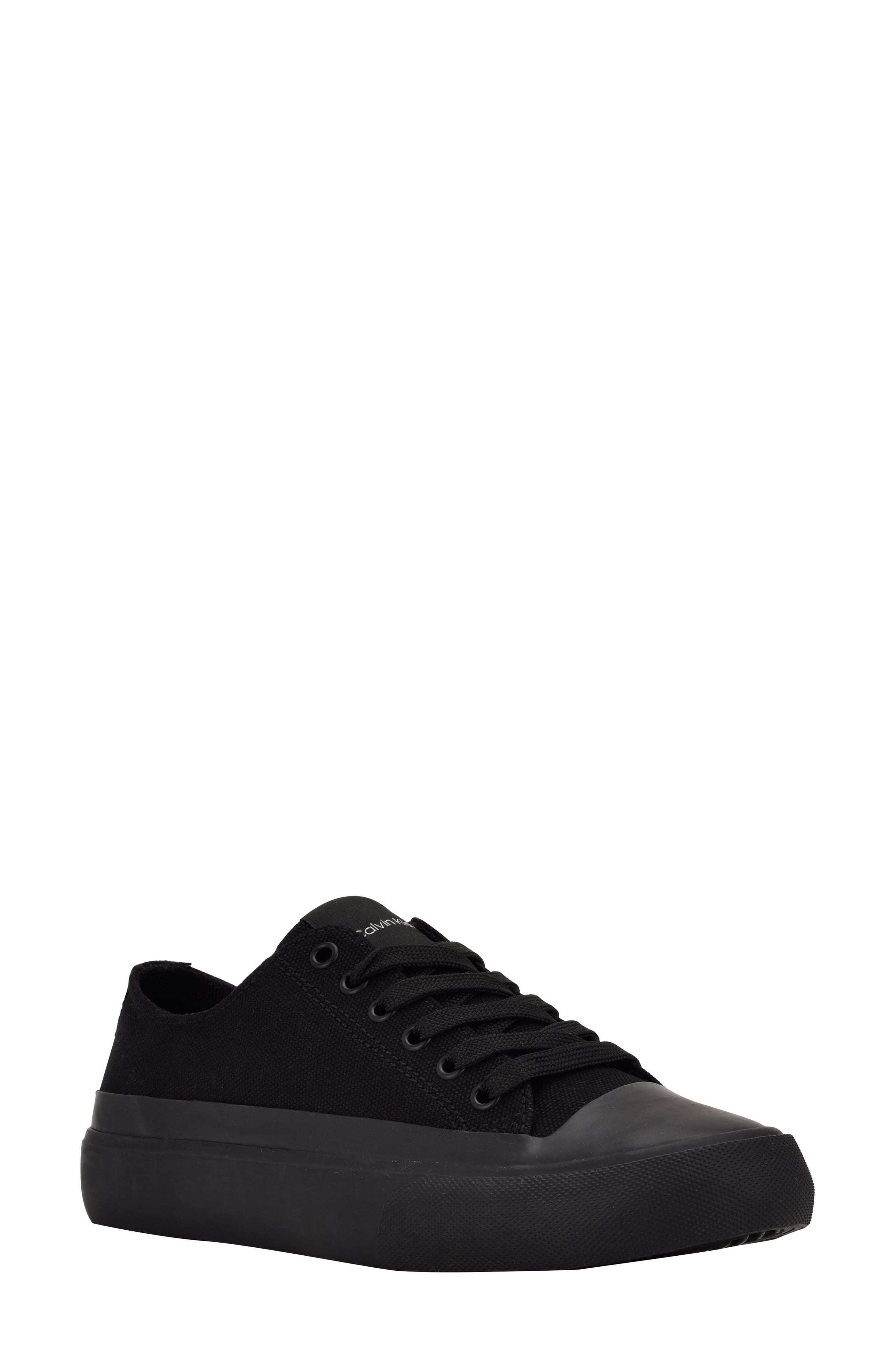 calvin klein black faux fur trainers