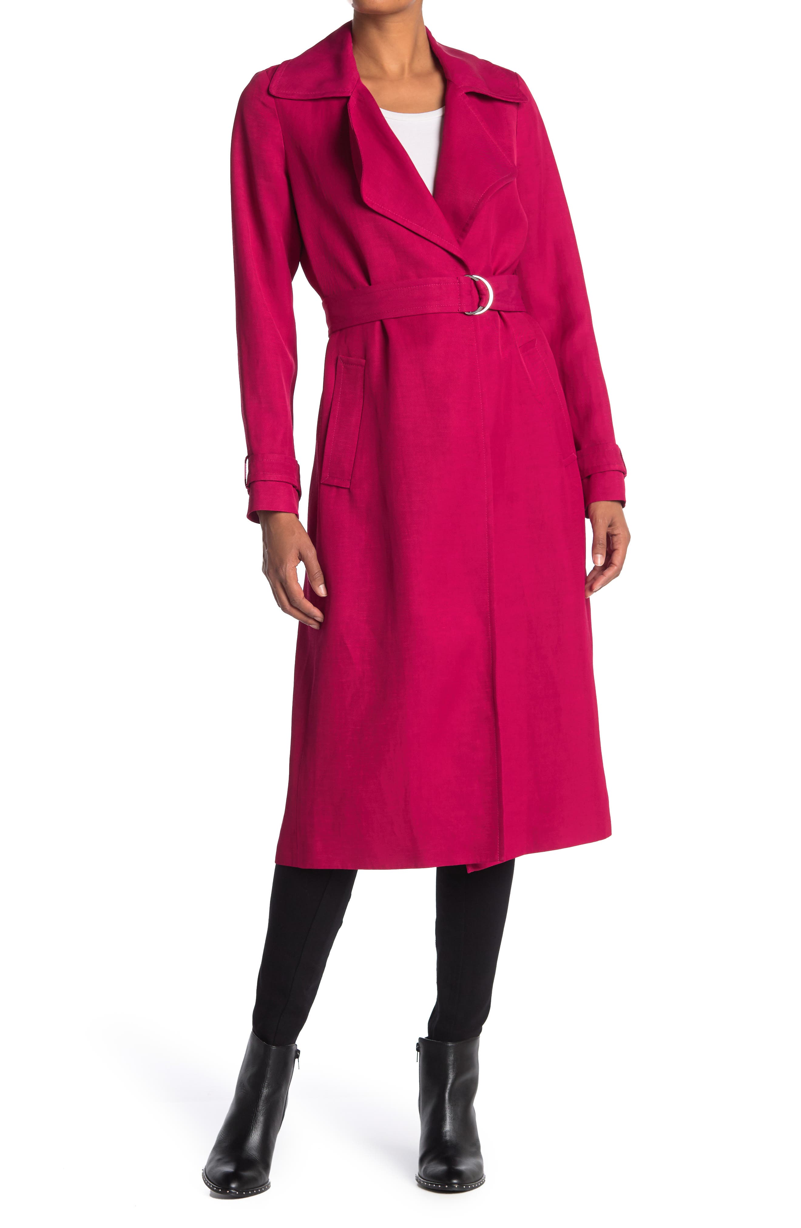 Reiss Lianna Mix Duster Coat In Pink