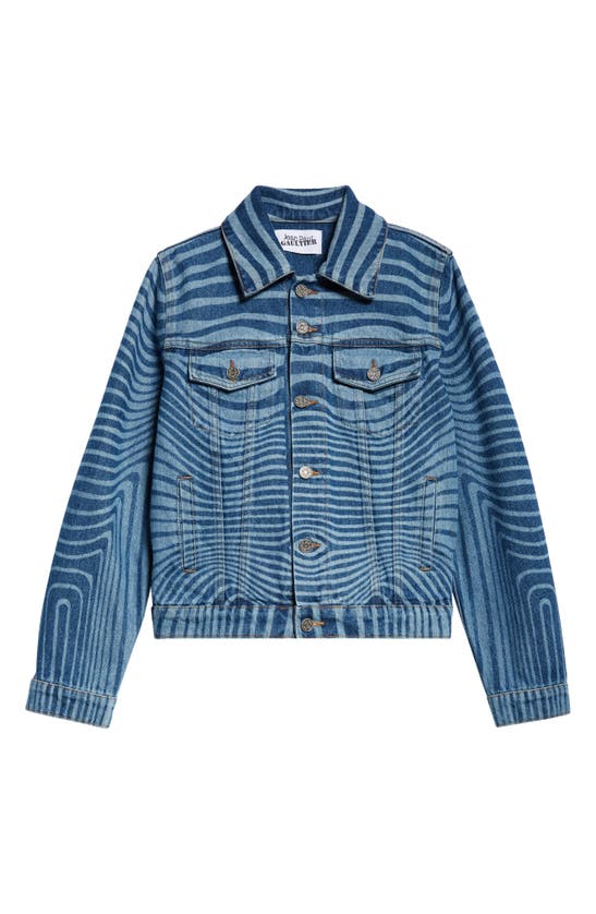 Shop Jean Paul Gaultier Body Morph Trompe L'oeil Denim Trucker Jacket In Vintage Blue