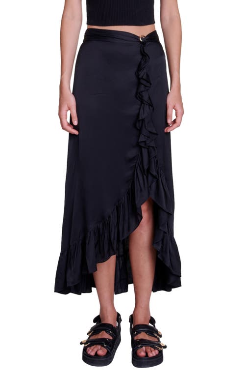 maje Juponita Asymmetric Maxi Skirt Black at Nordstrom,