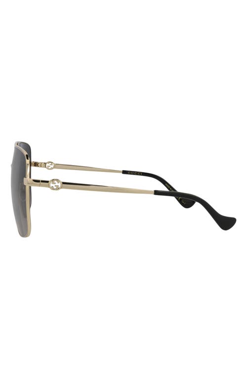 Gucci 63mm Square Pilot Sunglasses In Gold Gold Grey