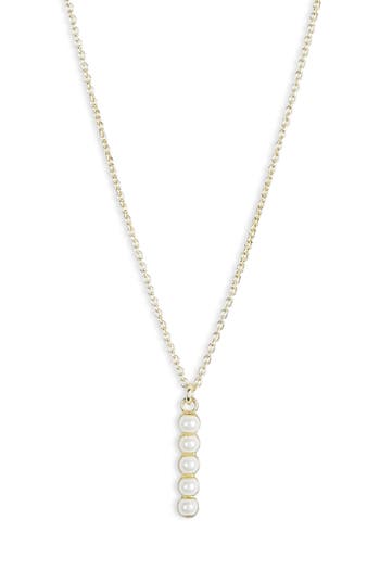 Meshmerise Imitation Pearl Initial Pendant Necklace In Yellow-i