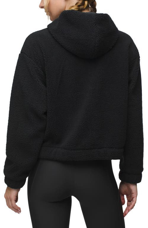 Shop Prana Flurry Fleece Quarter Zip Hoodie In Black