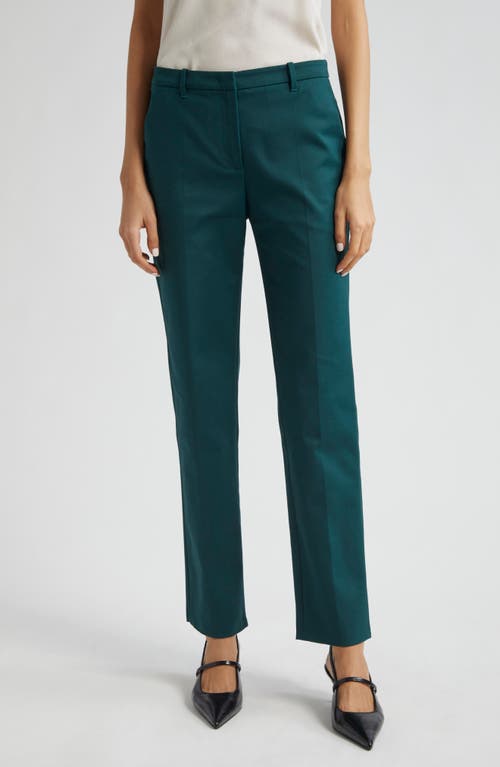 Shop Emporio Armani Couture Cotton Blend Straight Leg Pants In Solid Dark Green