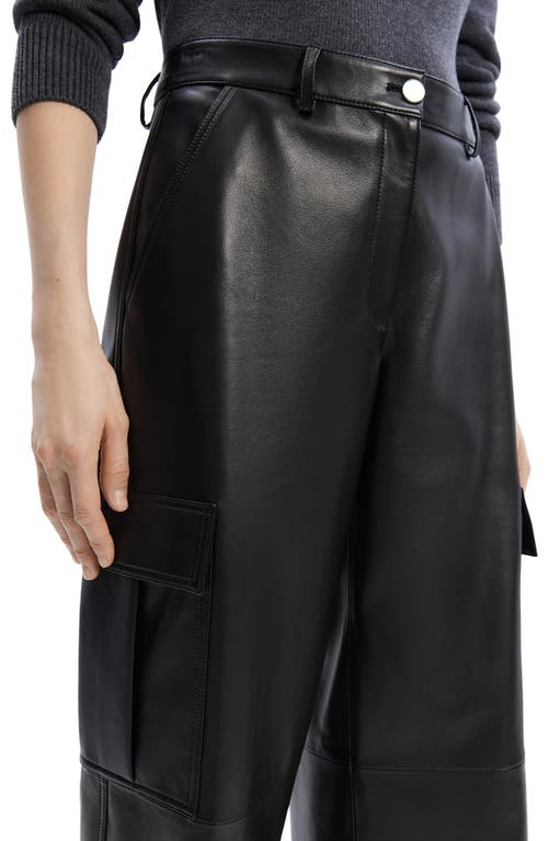 Shop Theory Leather Cargo Pants In Black