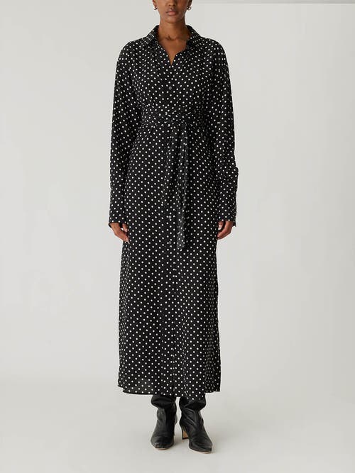 Rebecca Taylor Polka Dot Silky Wrap Dress in Black Dot Combo 