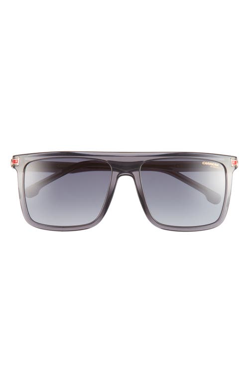 Carrera Eyewear 58mm Flat Top Rectangular Sunglasses in Grey/Grey Shaded