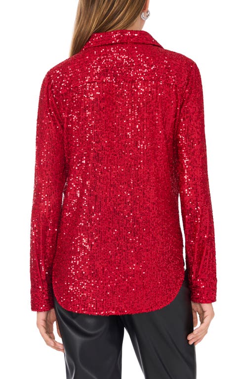 VINCE CAMUTO VINCE CAMUTO SEQUIN BUTTON-UP SHIRT 