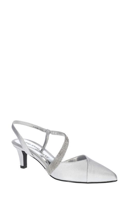 Shop Easy Street Emerald Slingback Pointed Toe Pump In Silver Satin