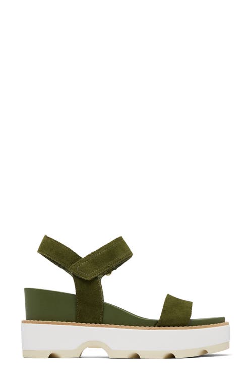 Sorel Women's Joanie Iv Y-strap Wedge Sandals In Utility Green/honey White