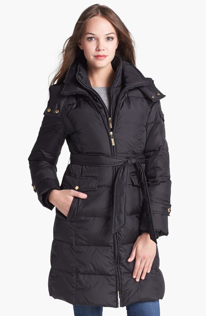 Ellen Tracy Belted Coat with Detachable Hood | Nordstrom