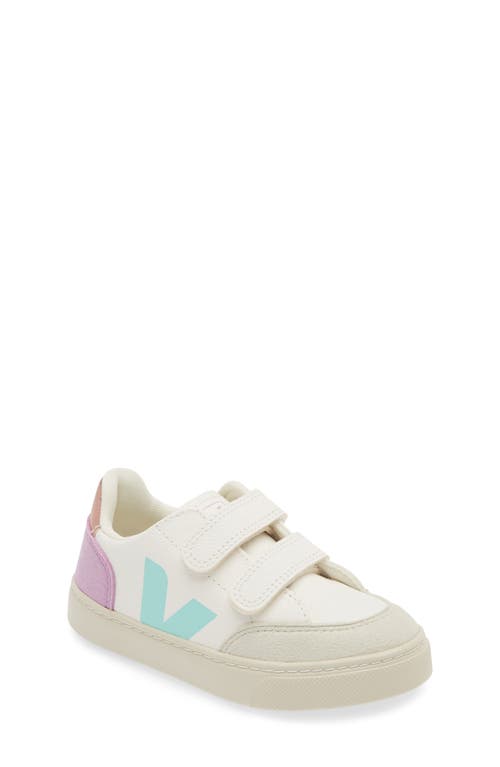 Shop Veja Kids' V-12 Sneaker In Extra-white/multi/orchid