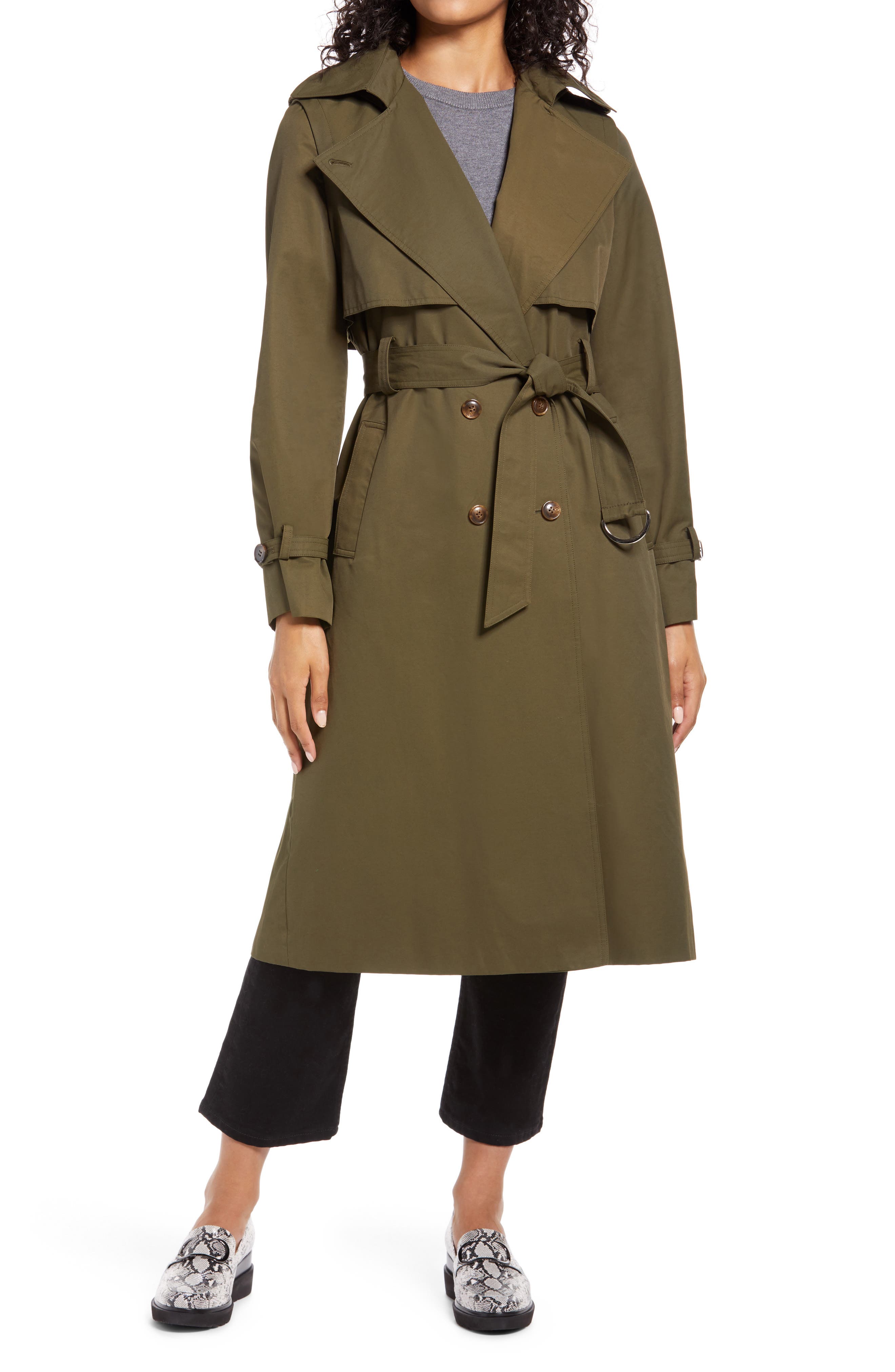 halogen hooded trench coat