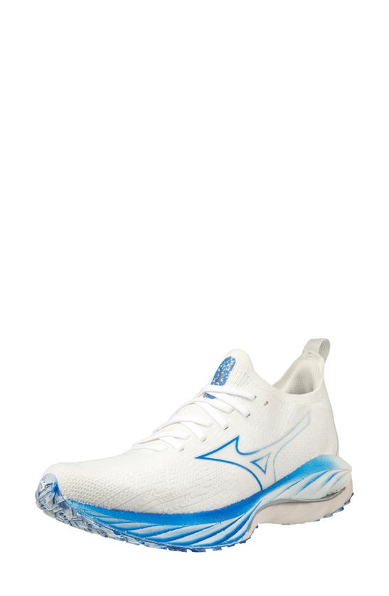 Shop Mizuno Wave Neo Wind Running Shoe In Undyed White-peace Blue