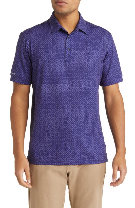 Shop Mizzen + Main Mizzen+main Versa Performance Golf Polo In Deep Blue Maze Print