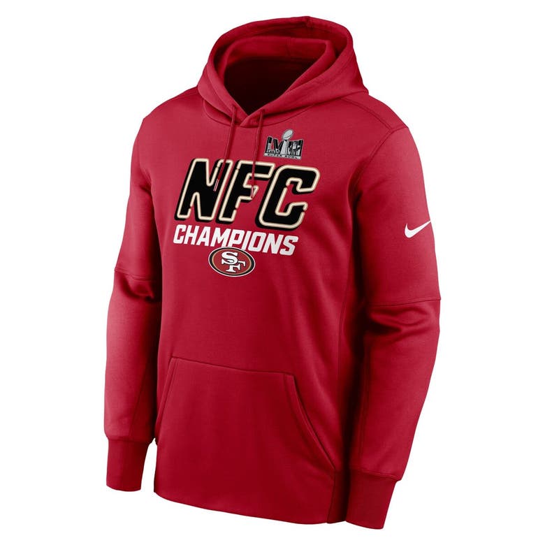 Shop Nike Scarlet San Francisco 49ers 2023 Nfc Champions Iconic Pullover Hoodie