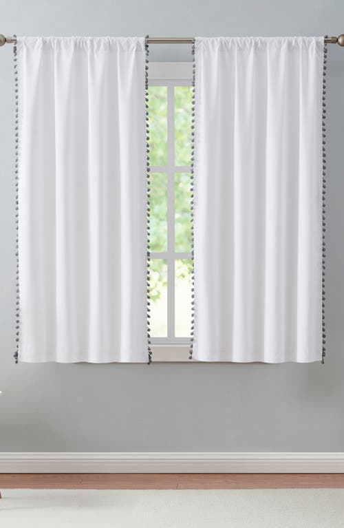 Shop Vcny Home Meg Set Of 2 Pompom Trim Curtain Panels In Grey/white