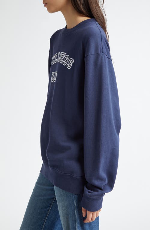 Shop Sporty And Rich Sporty & Rich Wellness Club Cotton Graphic Sweatshirt In Navy