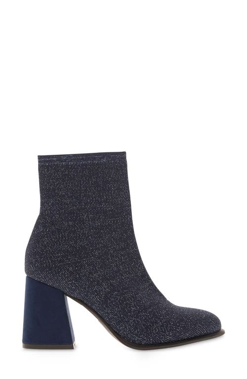 Mia Women's Piana Block Heel Knit Sock Booties In Navy/silver