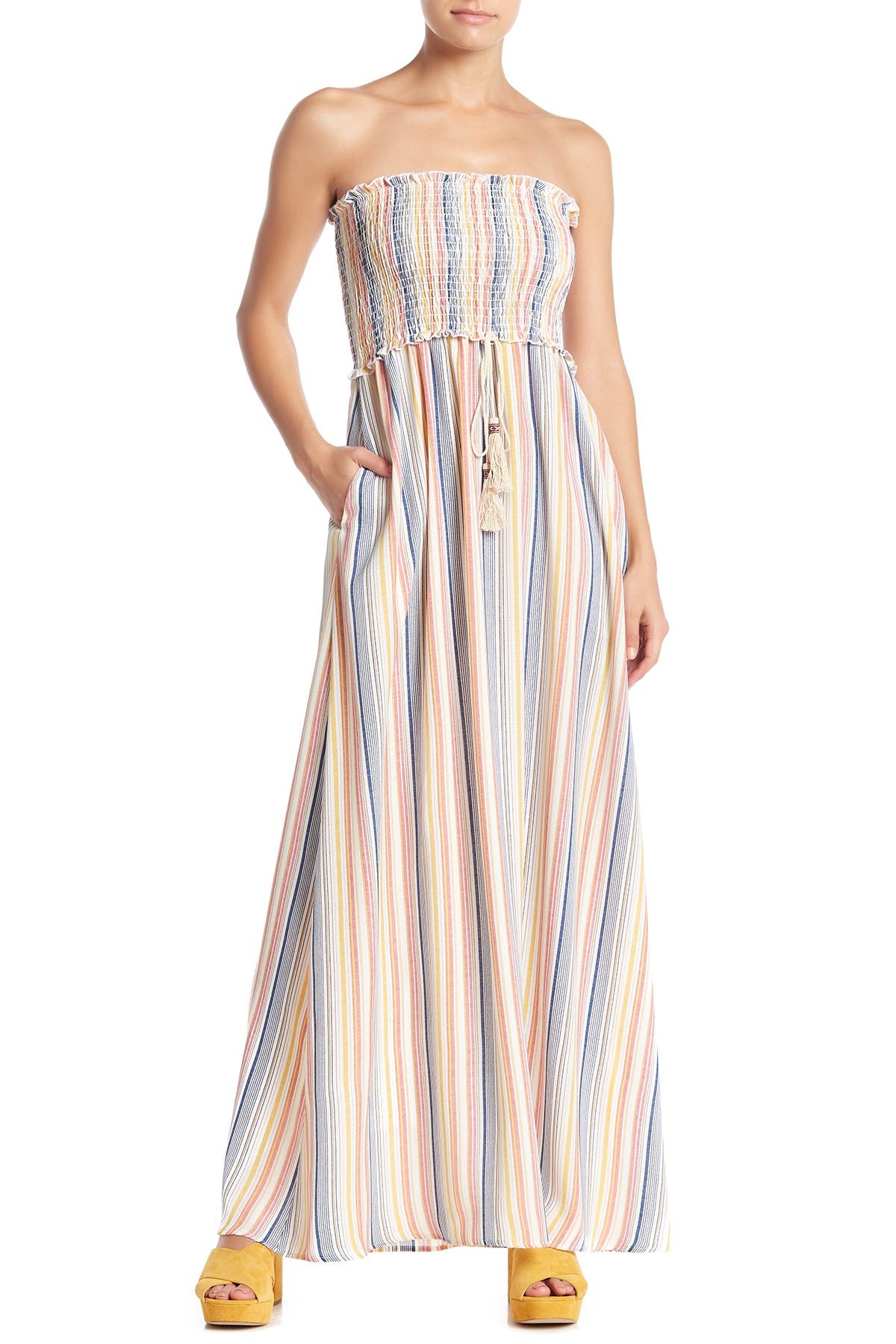 west kei strapless stripe maxi dress