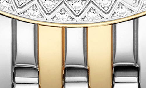 Shop Michele Sidney Classic Diamond Bracelet Watch, 33mm In Silver/white Mop/gold