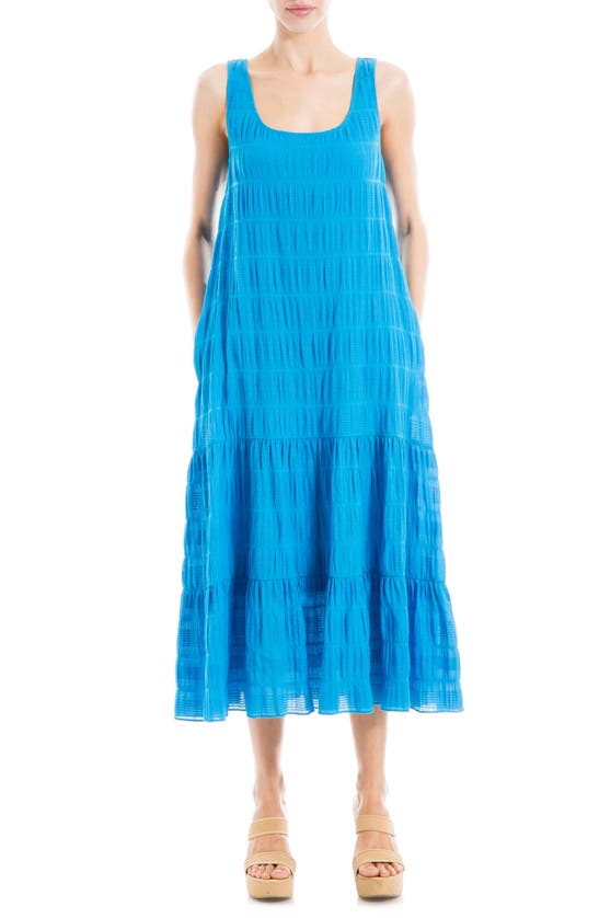 Shop Max Studio London Smocked Tiered Maxi Dress In Lapis-lapis