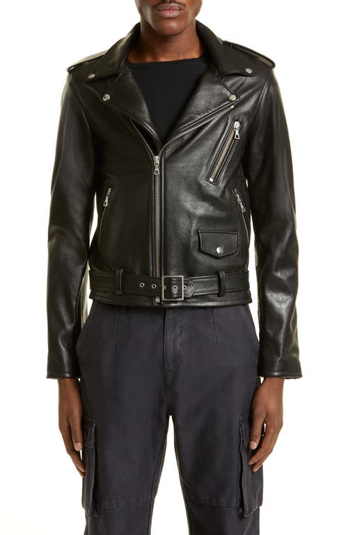 Classic Leather Moto Jacket in Black