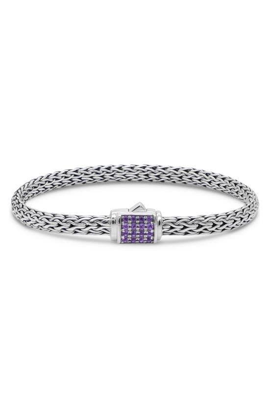 Shop Devata Sterling Silver Semiprecious Stone Chain Bracelet In Silver Purple