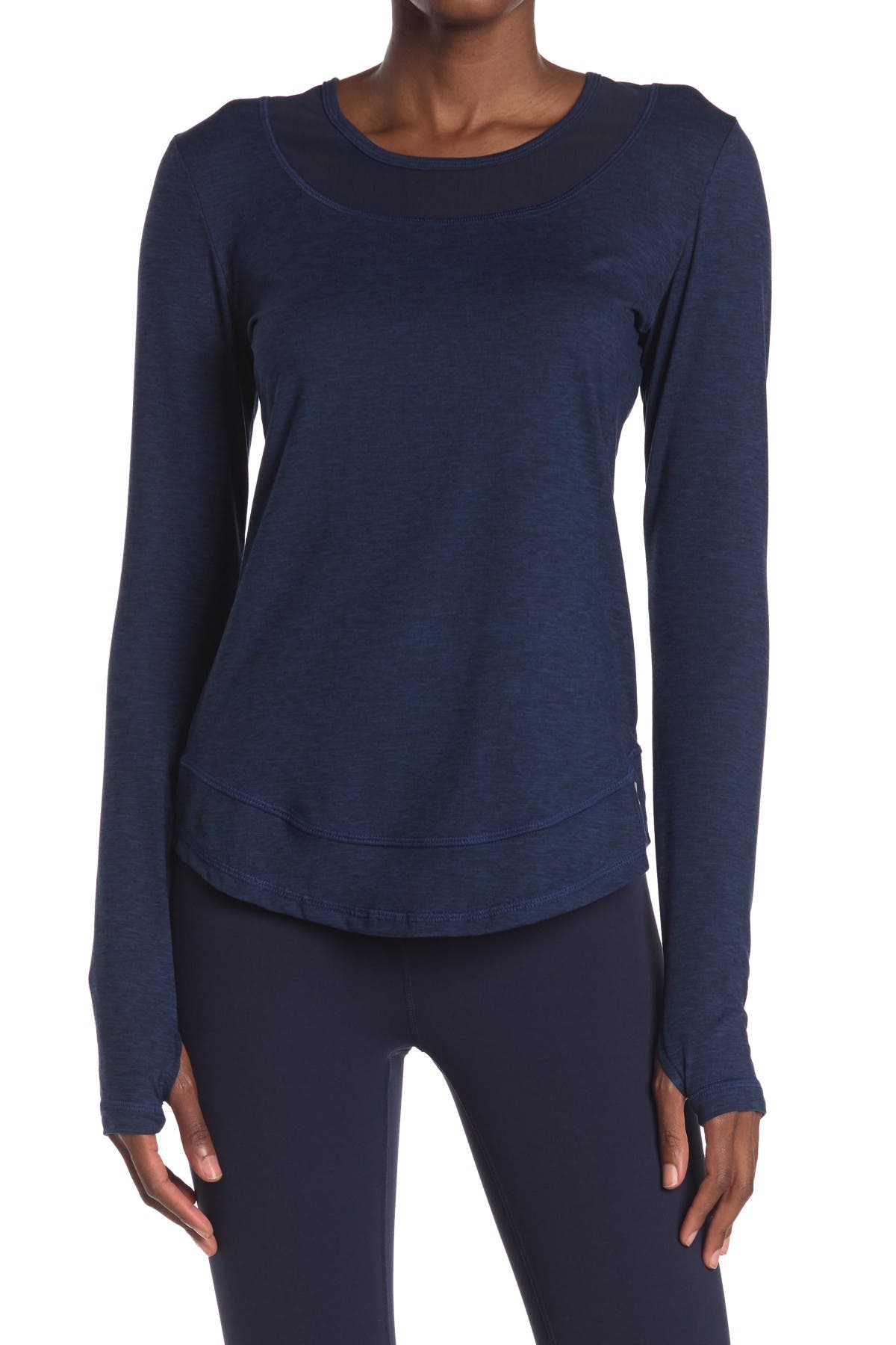 X By Gottex Long Sleeve Thumbhole Shirt In Navy