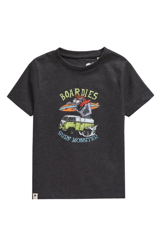 Shop Boardies Kids' Surf Monster Organic Cotton Blend Graphic T-shirt In Stonewash Grey