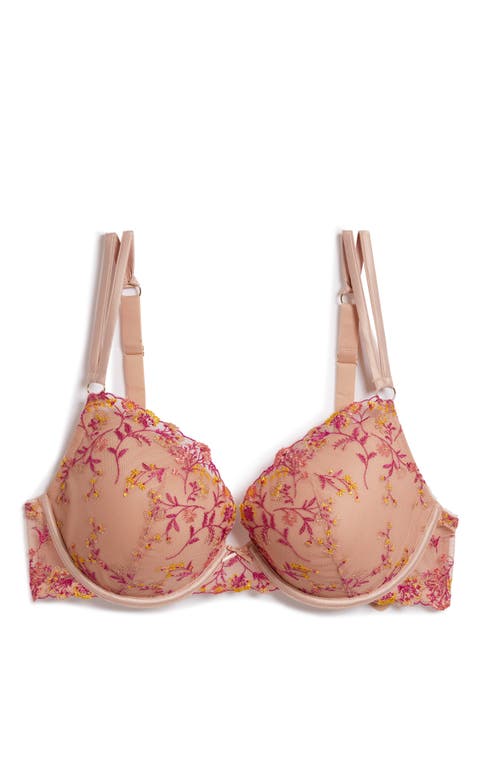 Shop Etam Gourmandise Embroidered Underwire Bra In Blush