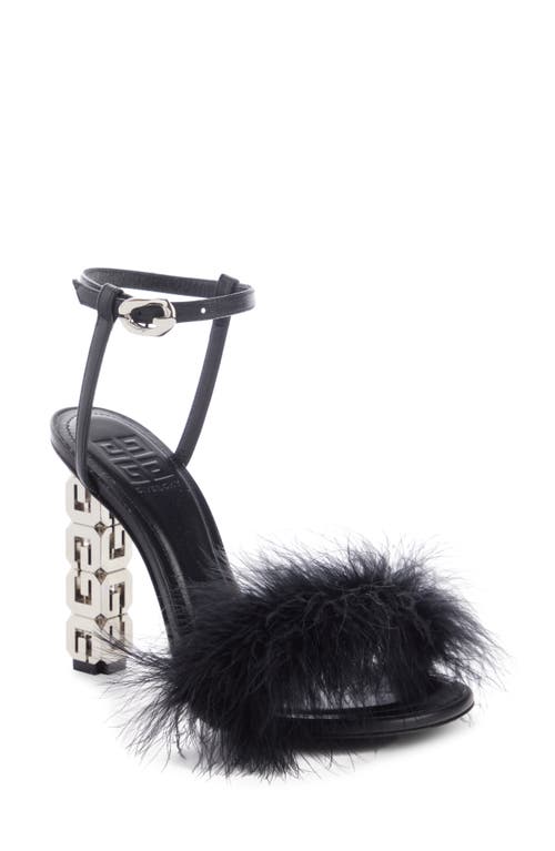Givenchy G-Cube Feather Ankle Strap Sandal in Black