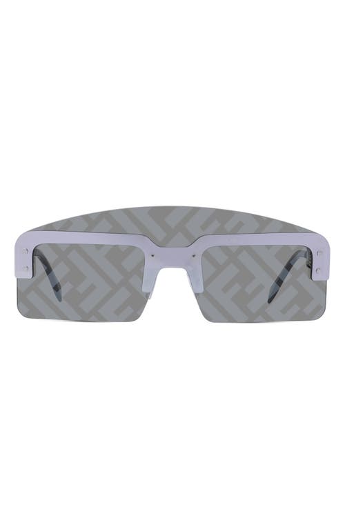 Fendi Logo Shield Sunglasses in Shiny Palladium /Smoke Mirror