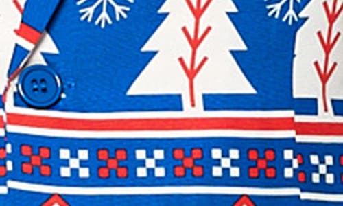 Opposuits Christmas Blue Nordic Trim Fit Suit & Tie In Blue