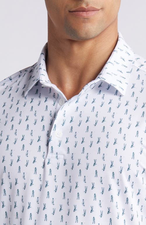 Mizzen + Main Mizzen+main Versa Trim Fit Print Performance Polo In Balsam Swing Easy