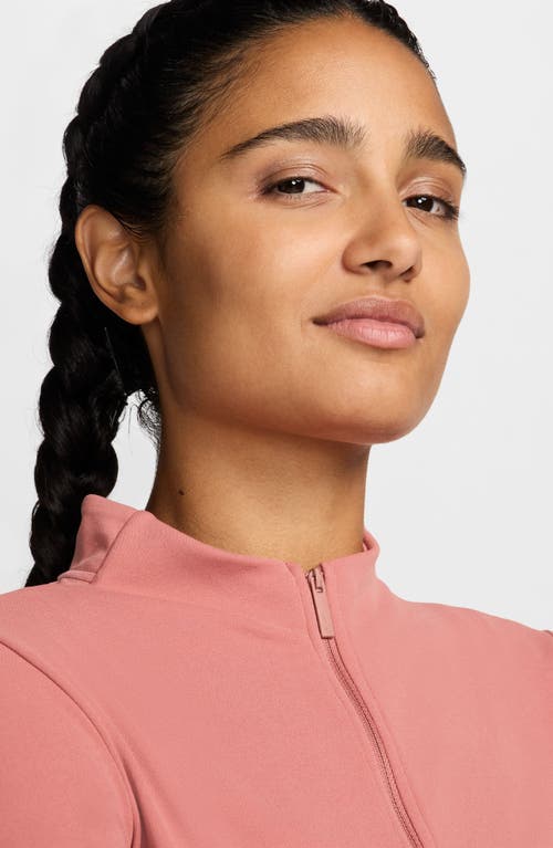 Shop Nike Zenvy Dri-fit Long-sleeve Full Zip Top In Canyon Pink/white