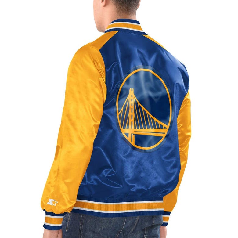 Shop Starter Royal/gold Golden State Warriors Renegade Satin Full-snap Varsity Jacket