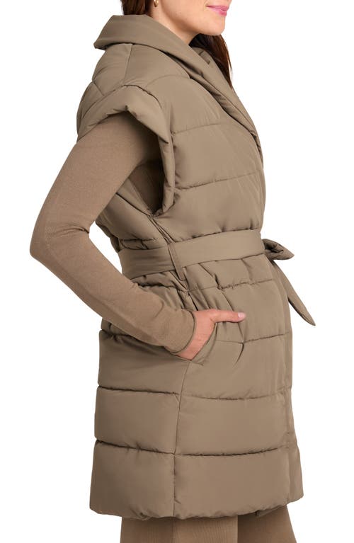 Shop Splendid X @cellajaneblog Long Quilted Puffer Vest In Toast