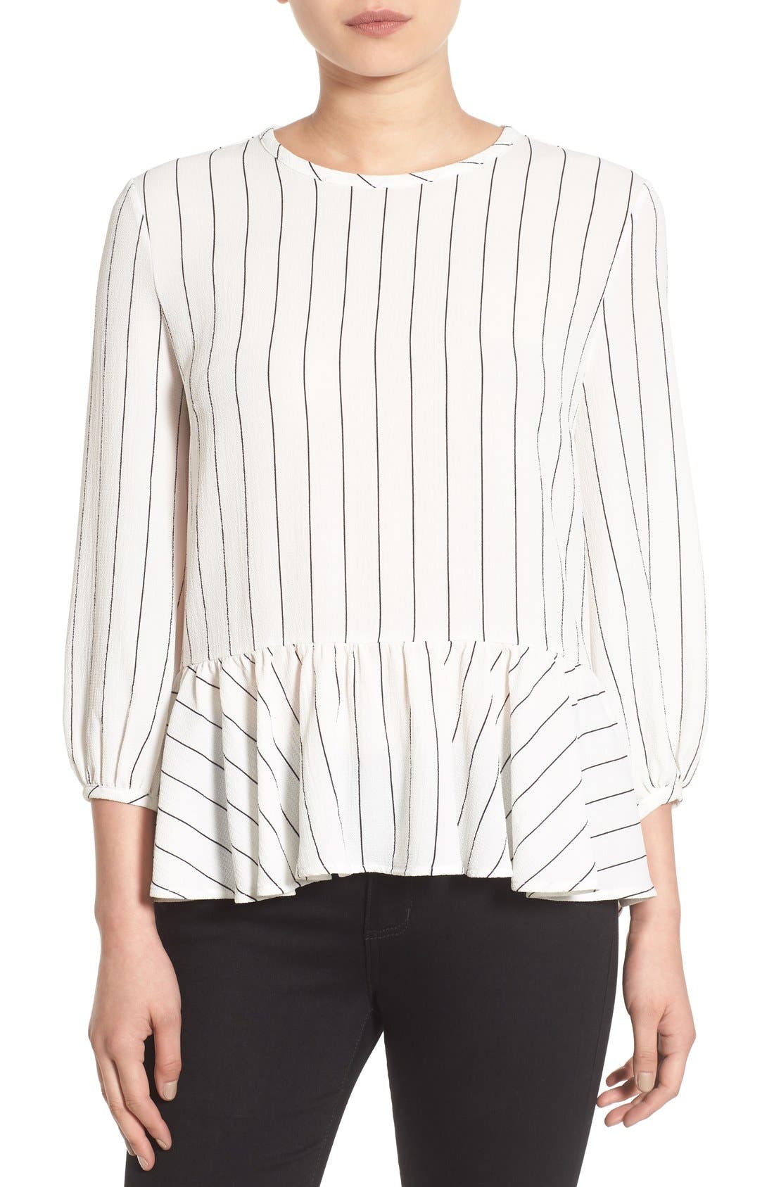 BP. Stripe Ruffle Hem Shirt Nordstrom