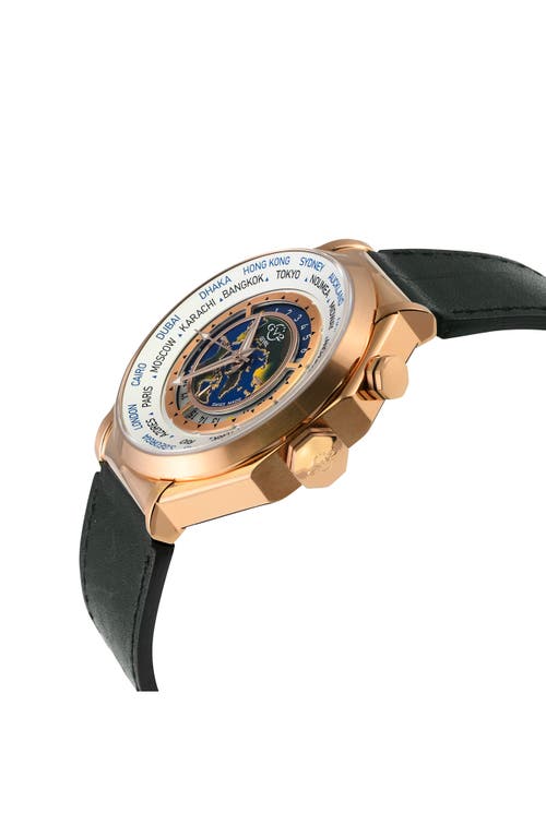 Gv2 Marchese Worldtimer Leather Strap Watch, 44mm In Green