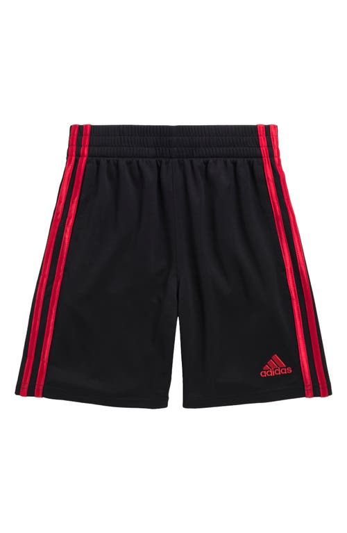 Shop Adidas Originals Adidas Kids' Core 3-stripe Mesh Shorts In Black/red