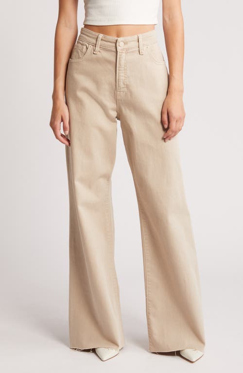 Good American Ease Relaxed Wide Leg Jeans Sand004 at