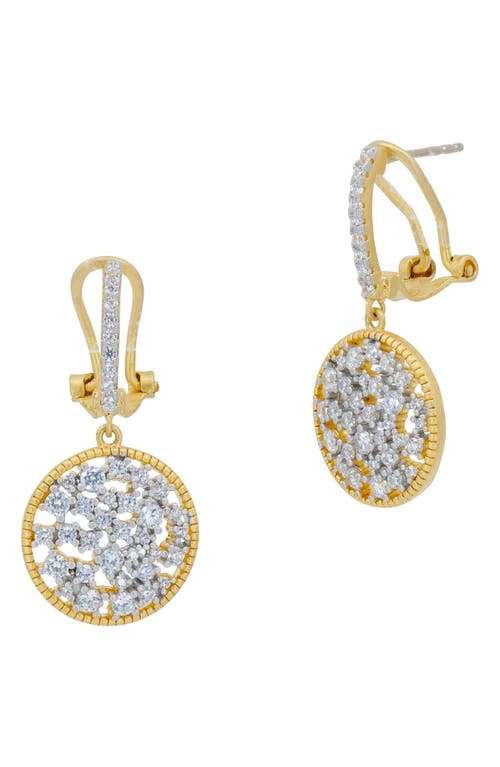 FREIDA ROTHMAN Shining Hope Crystal Drop Earrings in Gold And Silver