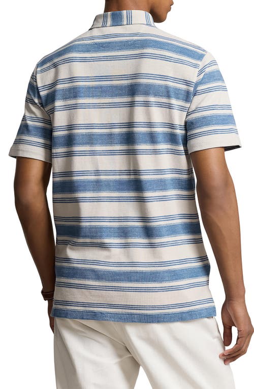 Shop Polo Ralph Lauren Stripe Pocket Piqué Knit Polo In Patina Stripe