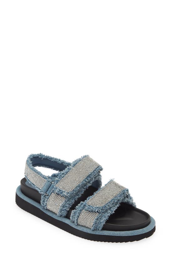 Shop Azalea Wang Tossle Denim Slingback Sandal In Blue