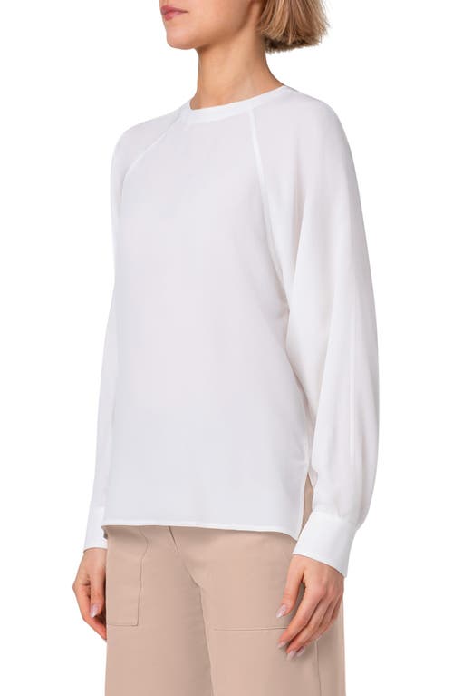 Shop Akris Raglan Sleeve Silk Crepe Top In Ecru