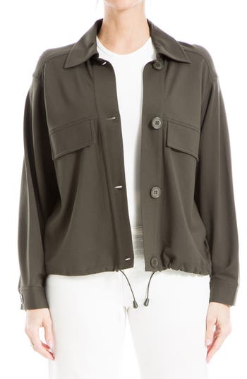 Max Studio Ponte Two-pocket Drawstring Jacket In Loden