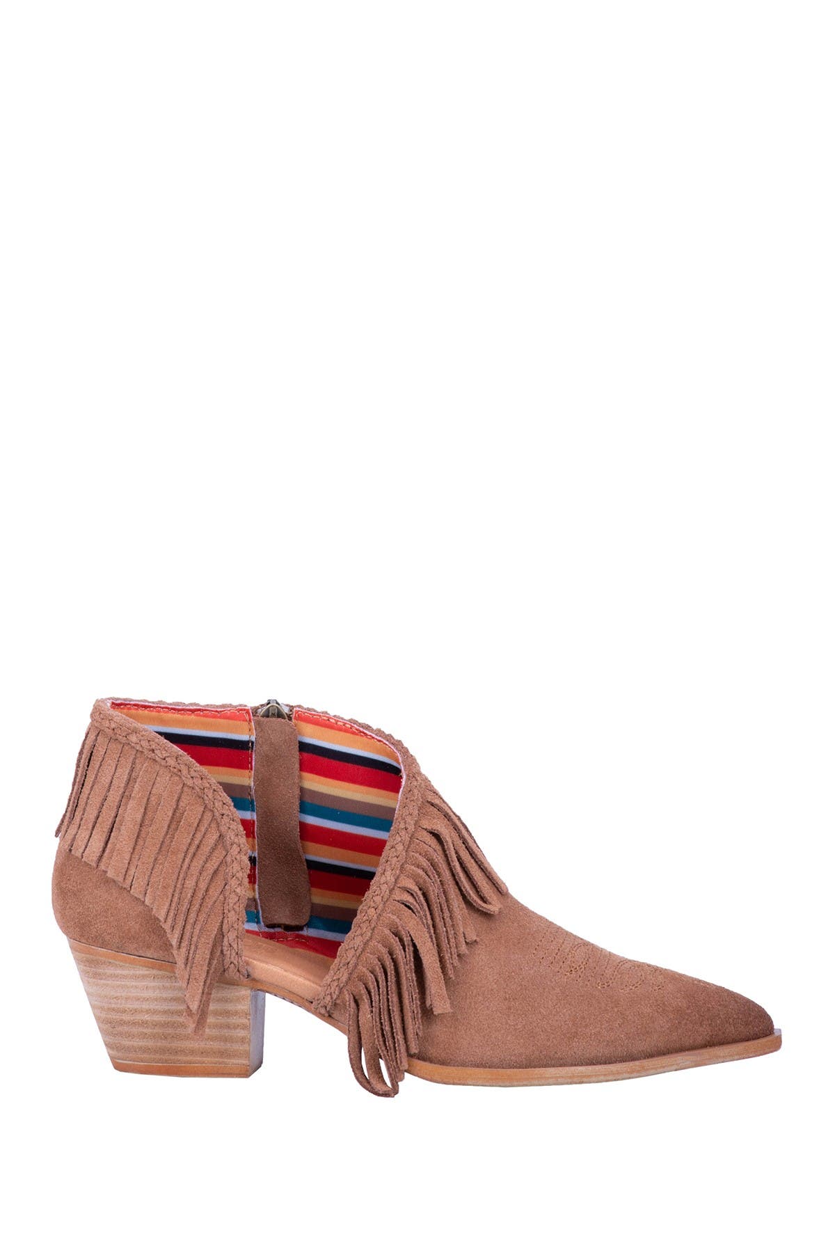 mustard fringe booties