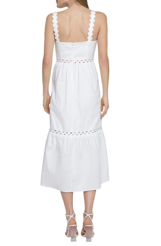 Shop Donna Morgan For Maggy Sleeveless Tiered Stretch Poplin Midi Dress In Ivory